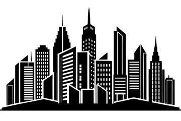 Modern City Skyline Skyscrapers silhouette vector illustration