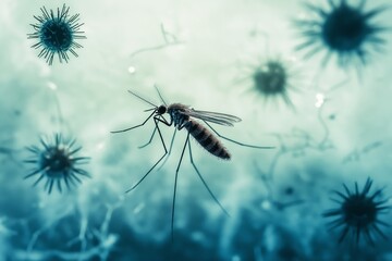 concept of an mosquito with virus molecule showing danger of an transmitted viruses