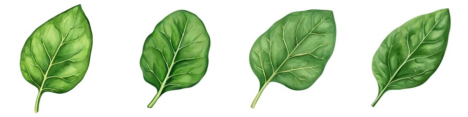 Obraz premium A collection of fresh green leaves showcasing natural textures and varying shapes ideal for design and nature themes.