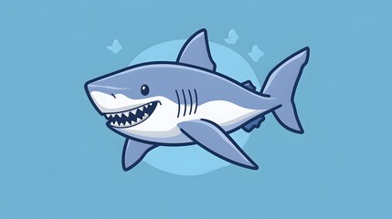 Fototapeta premium Cute Cartoon Shark Illustration