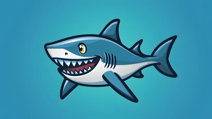 Fototapeta premium Cartoon Shark Character Illustration