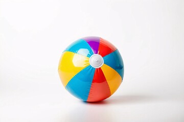 Obraz premium Colorful inflatable beach ball isolated on white background.