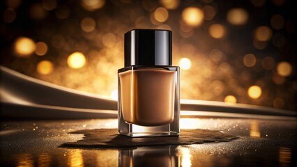 A dramatic, low-angle shot puts the foundation in the spotlight, with bold, cinematic lighting accentuating the product's smooth, velvety texture and subtle sheen.