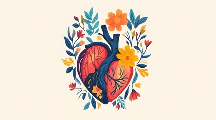 Obraz premium Floral Heart Illustration Anatomy Love Nature Graphic Design