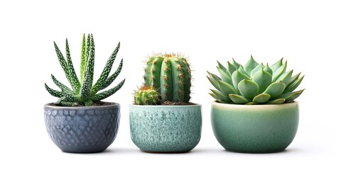 cactus succulents potted plant isolated on white background 