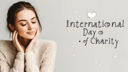 International Day of Charity  Woman in Sweater with Eyes Closed
