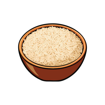 recommend clip art: jasmine rice in wooden bowl, vector silhouette clipart, isolated on white background. 