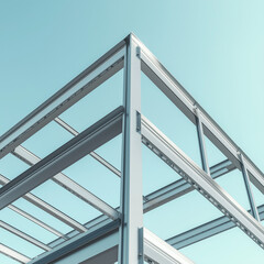 Obraz premium Minimalist metal frame structure against a clear sky