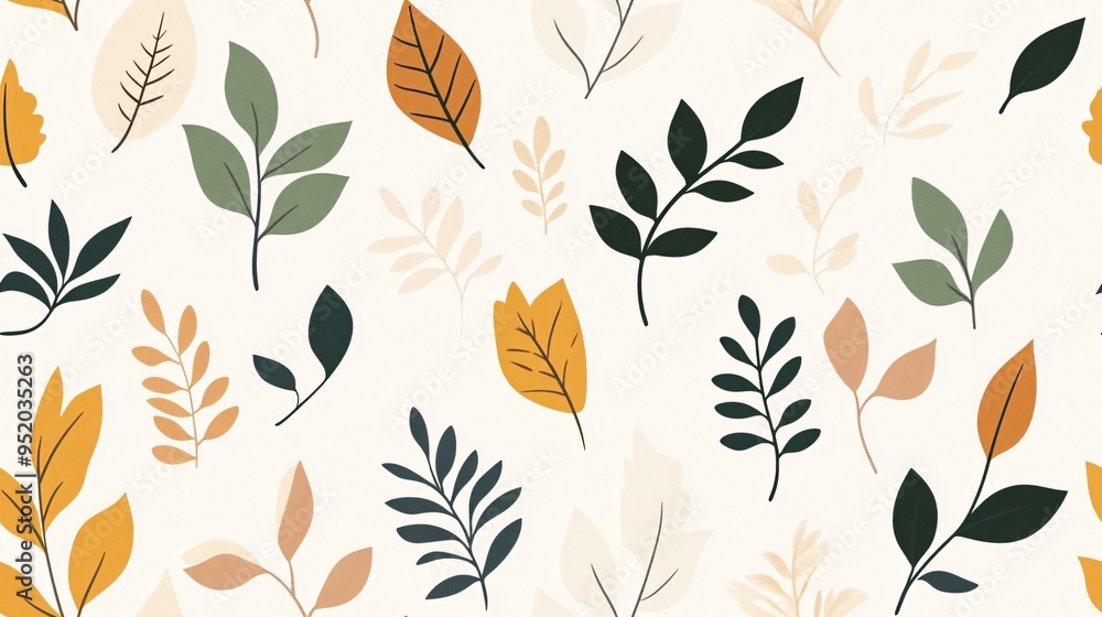 Poster autumn leaves seamless pattern: a delicate and charming seamless pattern featuring a scattering of s