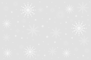 New Year's background with snowflakes. White snowflakes on a grey background. Vector illustration.