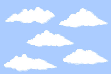 set of vector clouds on blue background