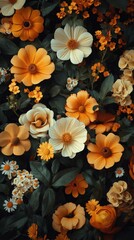 Vintage Floral Pattern with Roses, Daisies, and Wildflowers