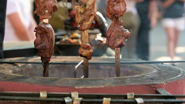 The process of cooking barbecue in the oven, tonir