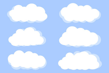 set of vector clouds on blue background