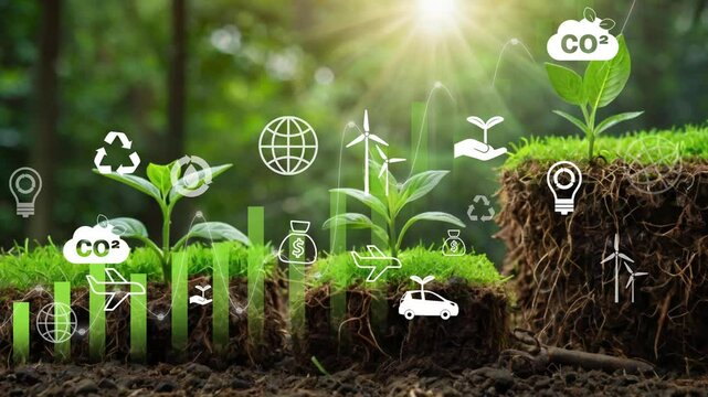 Circular economy concept for future business growth and environmental sustainability and reduce pollution.Net zero and carbon neutral concept.Concept day earth Save the world save environment.