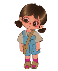 Cute girl baby doll illustration vector kids character doll.