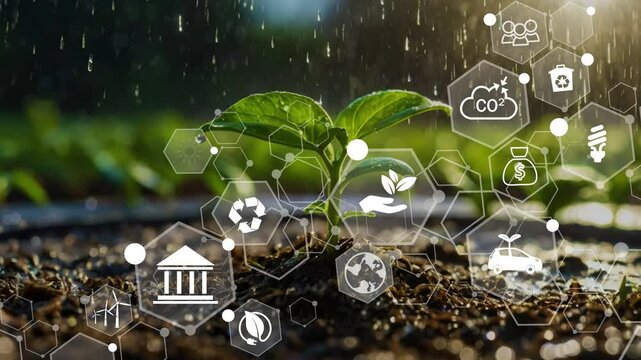 Circular economy concept for future business growth and environmental sustainability and reduce pollution.Net zero and carbon neutral concept.Concept day earth Save the world save environment.4K
