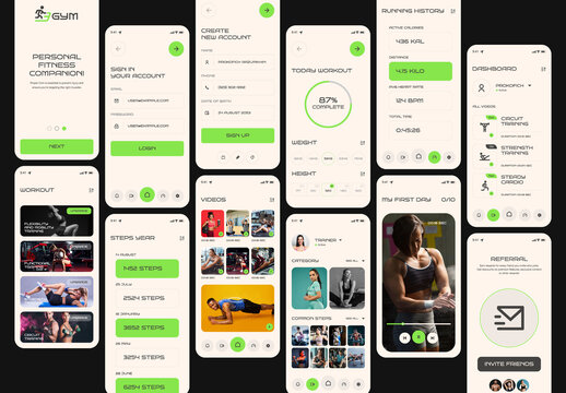 Gym Fitness Mobile Application UI Layout