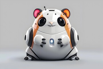 Fototapeta premium Cute Robotic Hamster Icon in Simple Minimalist Style