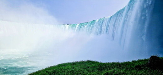 Under Niagara Falls in sunny summer day, July 26, 2023.