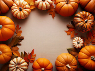 秋　ハロウィン　紅葉　カボチャ　背景　コピースペース