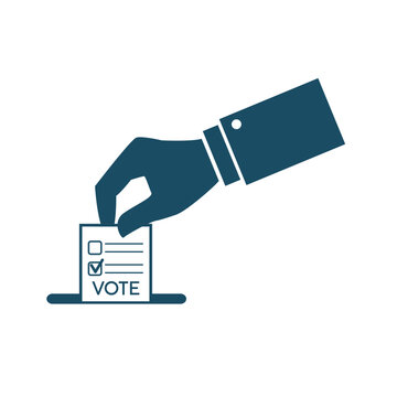recommend clip art: Vote giving hand to voting ballot box svg cut file. Isolated vector illustration.