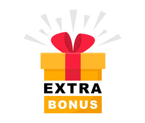 Extra bonus label banner. Modern banner with surprise gift. Web template for promotion. Bonus icon. Vector illustration.