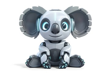 Fototapeta premium Adorable Robotic Koala with Large Ears Minimalist 3D Logo Design