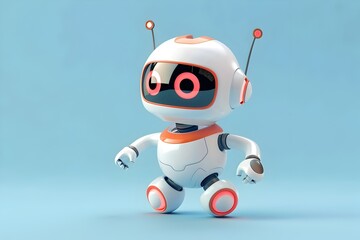 Obraz premium Clean and Cute 3D Professional Robot Logo with Simple Design