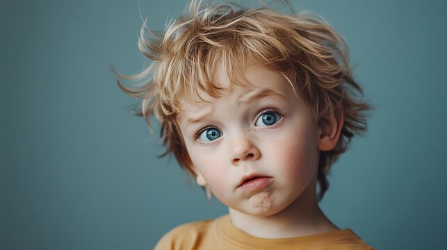 140. A child showing confusion with a puzzled look and tilted head