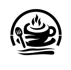 Coffee Icon with Cutlery for Restaurant and Cafe

