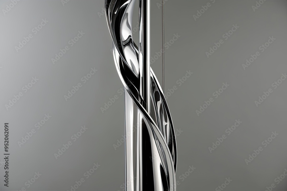 Poster modern chrome flow design with sleek detached ribbon structure