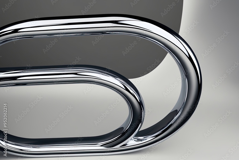 Poster futuristic three dimensional metallic design with curved chrome lines