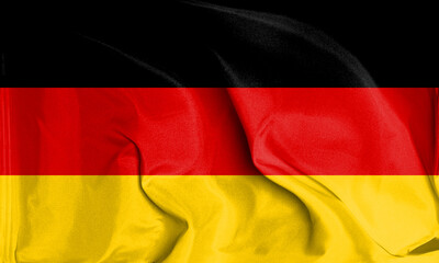 An up close view of Germany flag flying textures