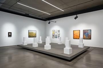 Bright and Modern Multi-Functional Gallery Featuring Uniform White Box Design on Durable Concrete Slab