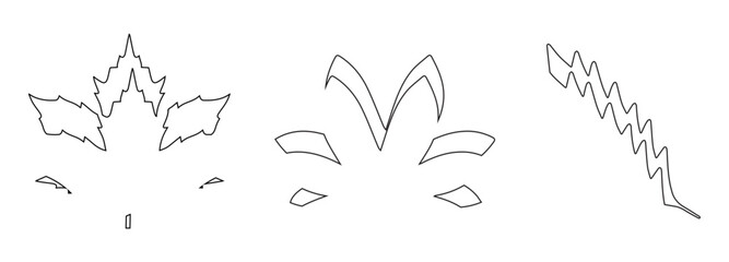 Vector abstract line art geometric autumn fall leaf set, minimal, modern, seasonal design.