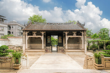 Guangzou city, Guangdong, China. Historical and Cultural scenic spots of ancient Huangpu Port and Village, former important place of overseas trade. Street view. 