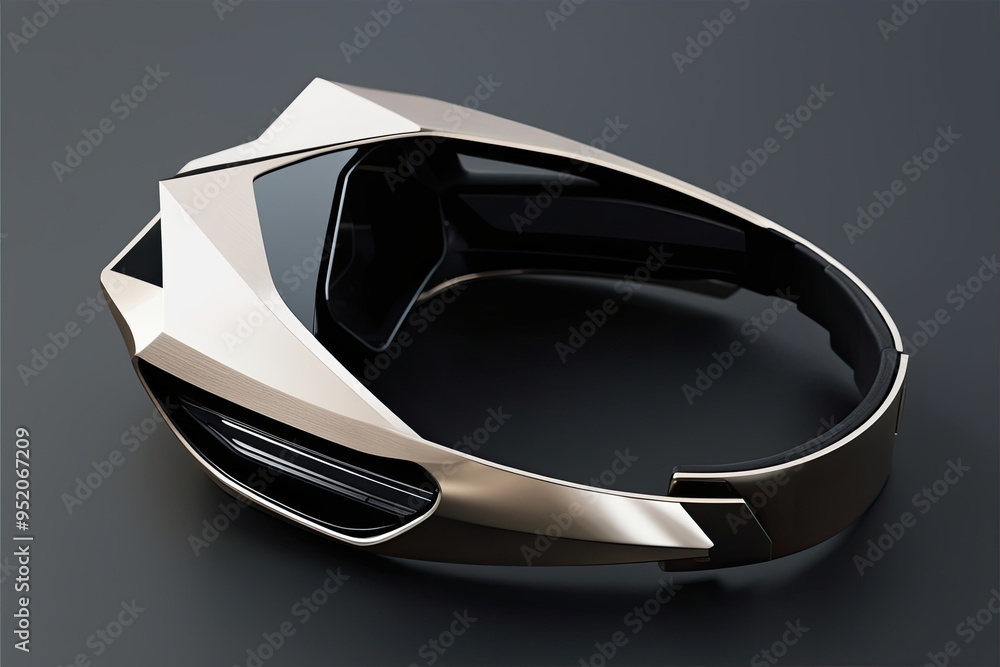 Poster futuristic metallic design featuring angular profiles and exposed detail elements
