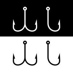 Fishing hook (fishhook) icon. Fishing or bait symbol. lure or trap.