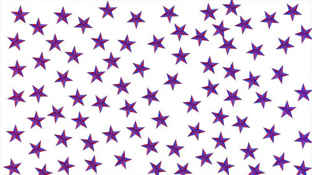 Red and blue stars rotate texture pattern animation background in white. Labor Day American holiday concept animation 4k.