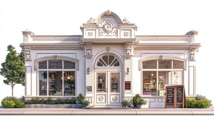 Obraz premium A charming storefront with ornate architecture, showcasing a boutique or caf?.