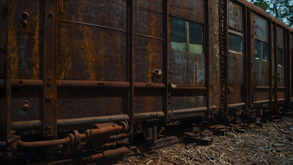 Obraz premium Rusty Train Car Close Up Side View