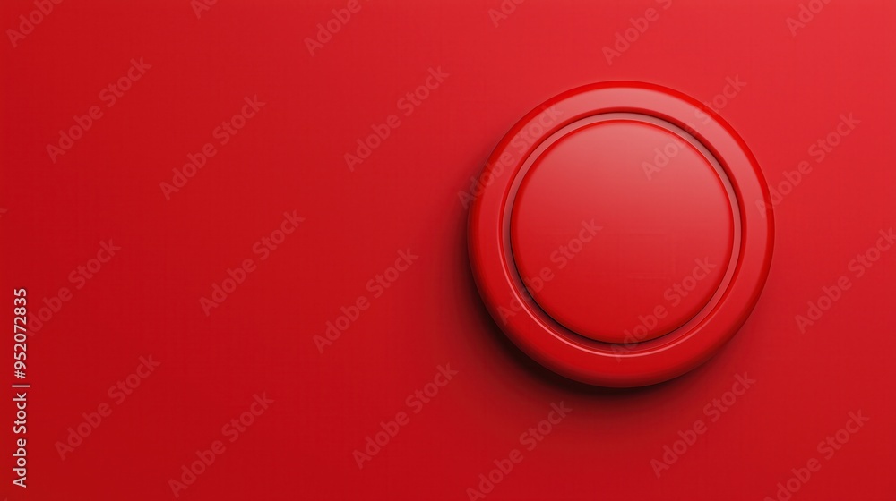 Aufkleber a close-up view of a red button against a vibrant red background, perfect for design and ui projects