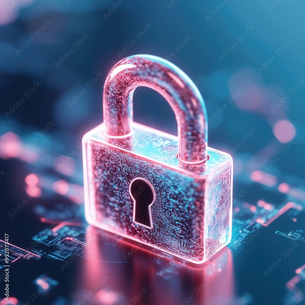 Aufkleber a glowing digital padlock symbolizing cybersecurity and data protection in a modern tech environment
