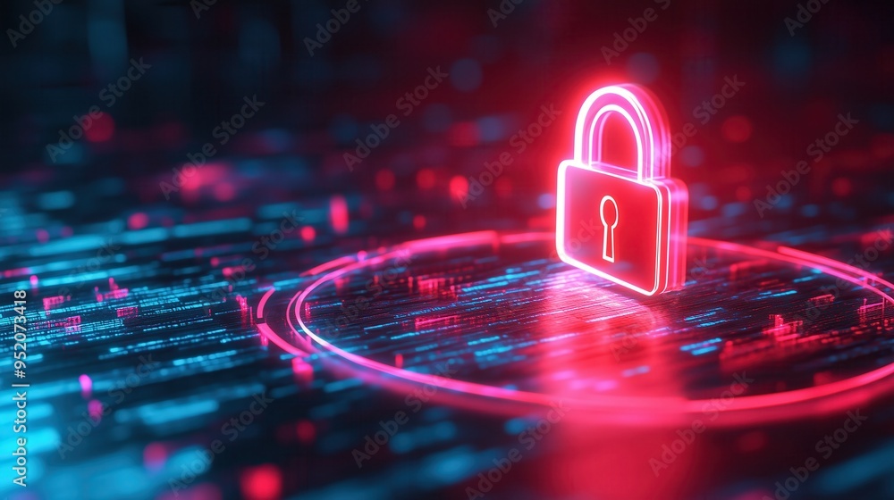 Aufkleber a glowing lock symbol on a digital background representing cybersecurity and data protection in the 