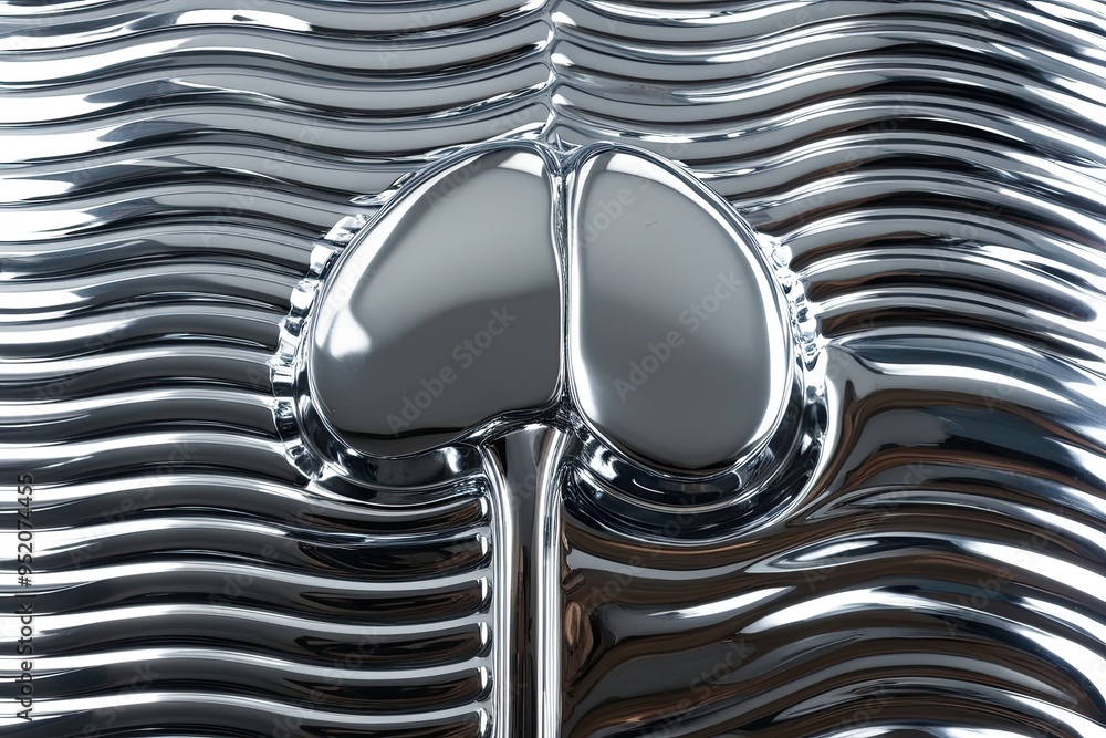 Poster isolated metallic kidney shape with chrome wave background design