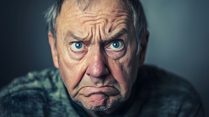 124. A middle-aged person expressing disappointment with a downturned mouth and sad eyes