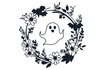 ghost with flower vector