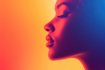 A Side Profile of a Person's Face with Neon Lighting