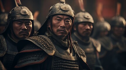 Chinese nobles wearing ancient Chinese ornaments in Chinese palaces, created with AI